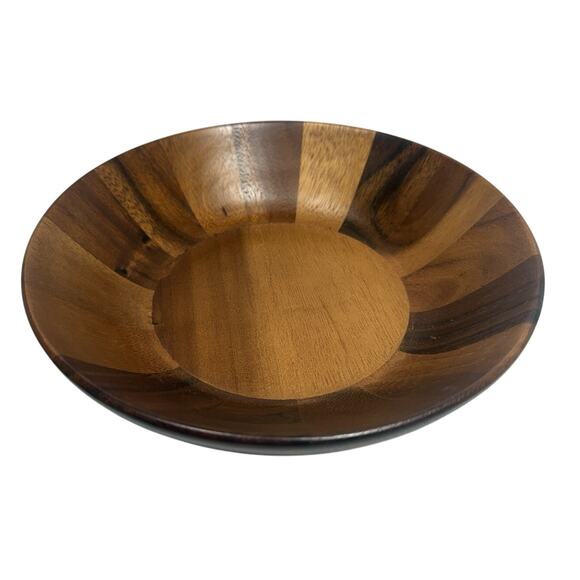 Nambe Skye Wood Individual Salad Bowl Acacia Wood 9"D x 2"H NEW - Picture 1 of 6